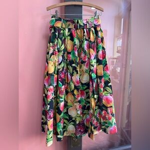NWT Maeve by Anthropologie Belted Midi Circle Orchard Fruit Print Skirt
